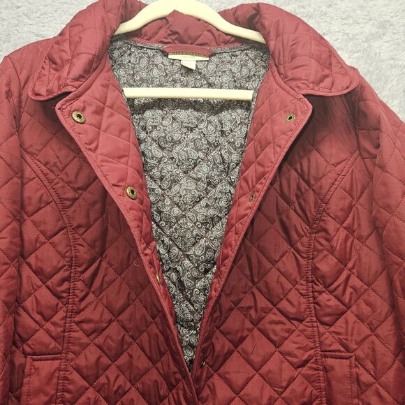 Appleseeds Womens Burgundy Quilted Coat XL Petite Chore Coat - Picture 8 of 11